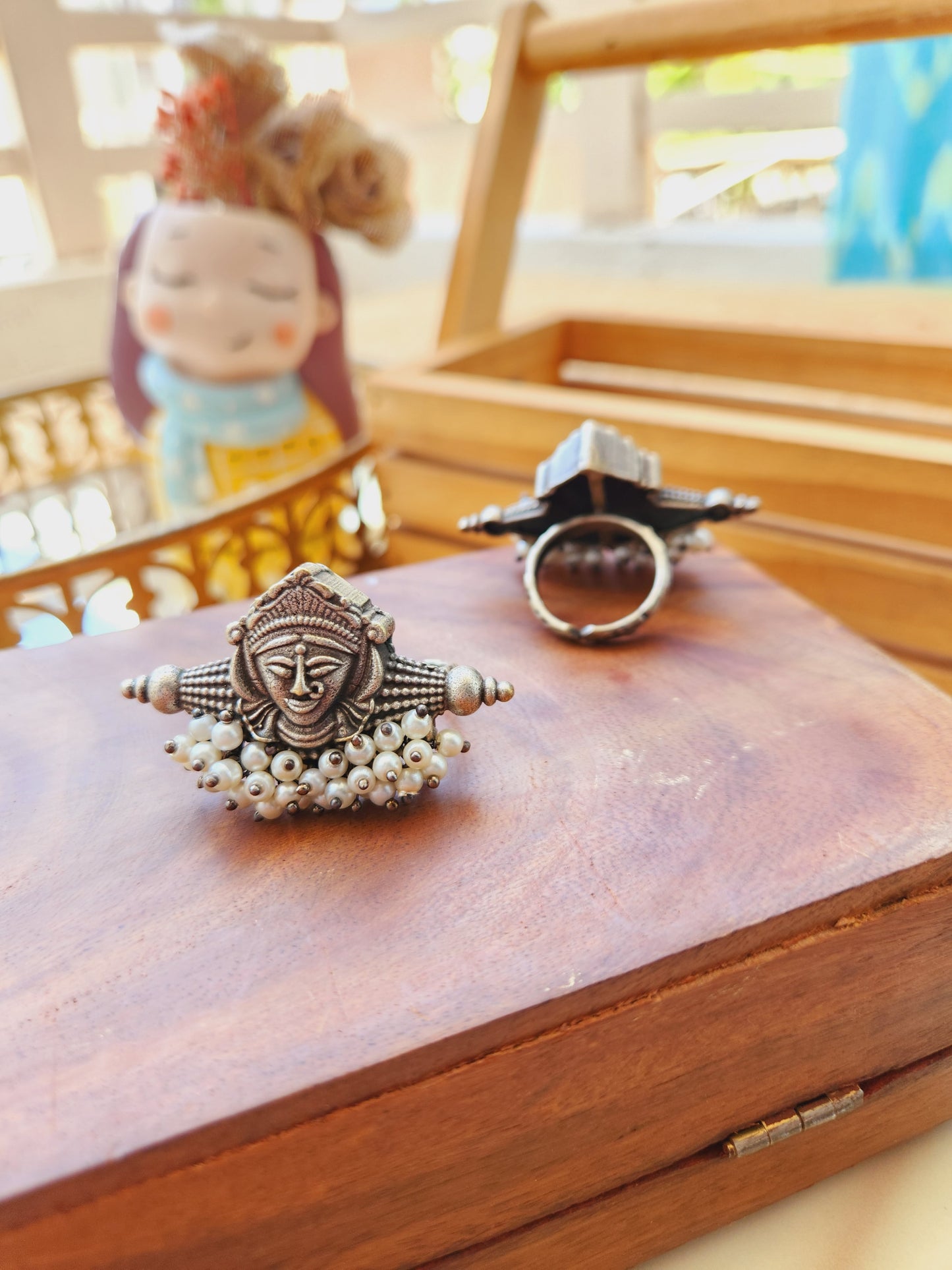 Durga silver ring