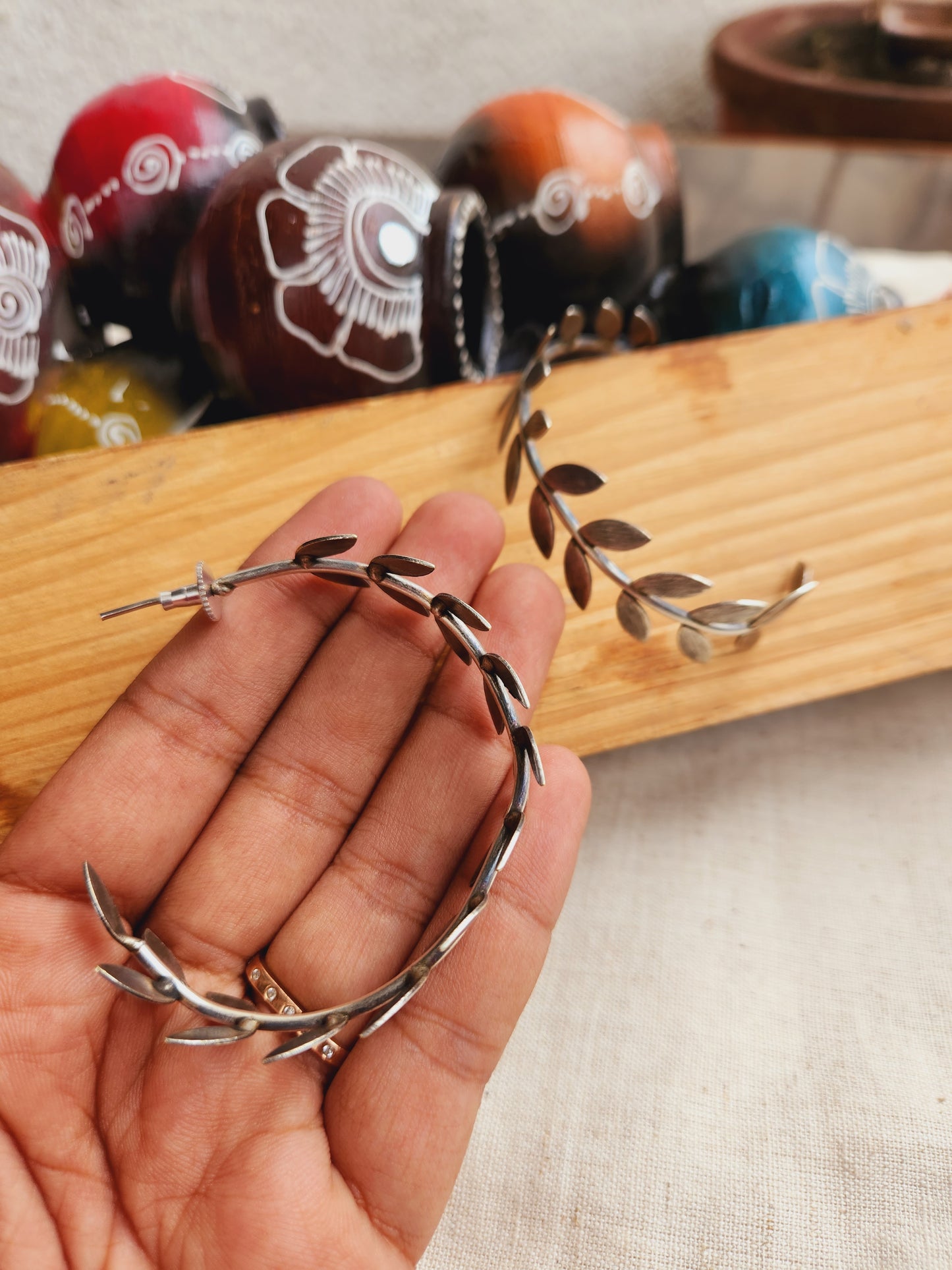 Antique leaf hoops