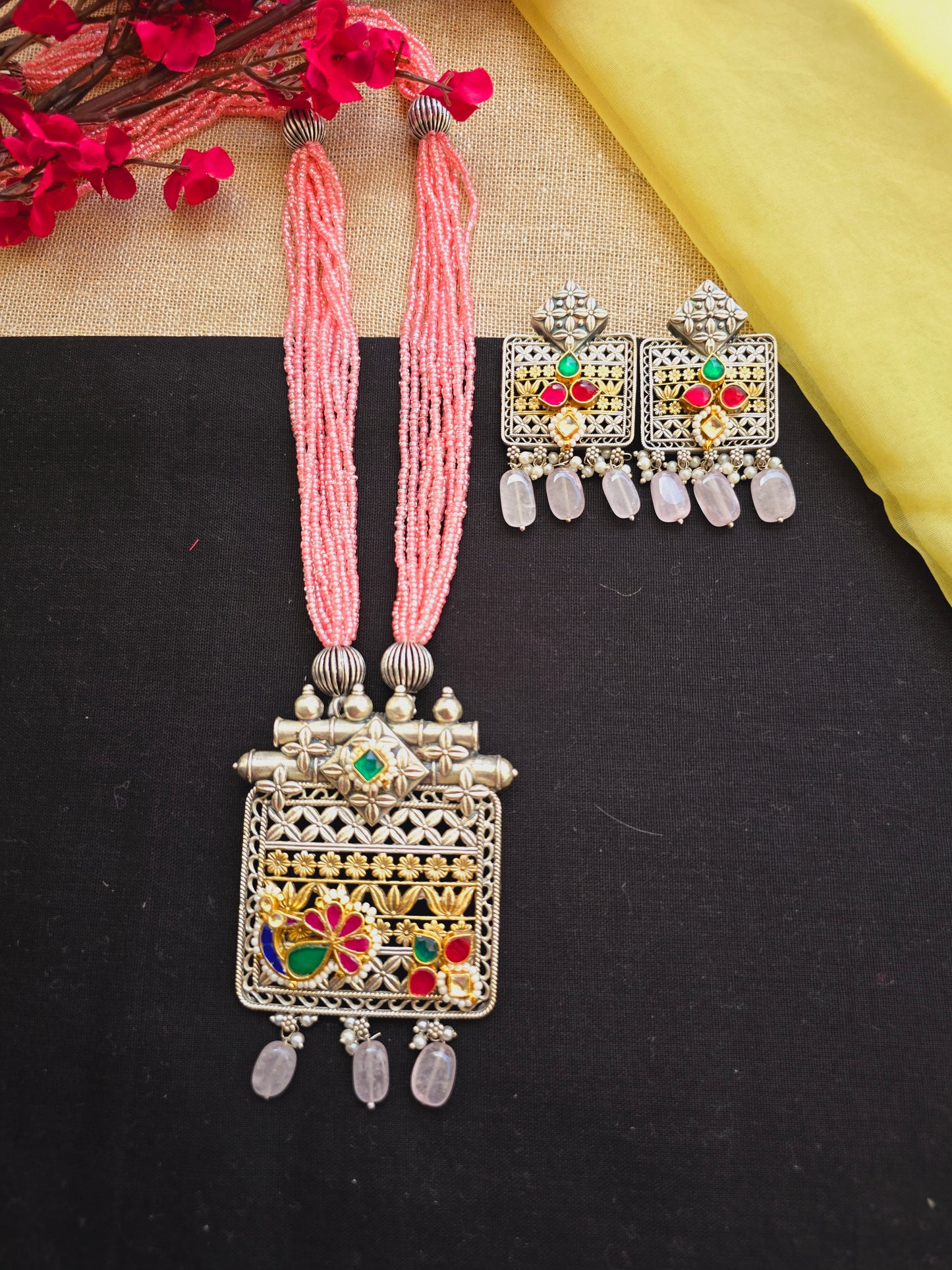 Pachi kundan necklace