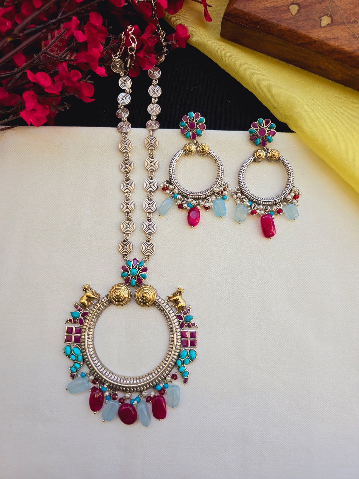 Fusion chandbali nandi necklace