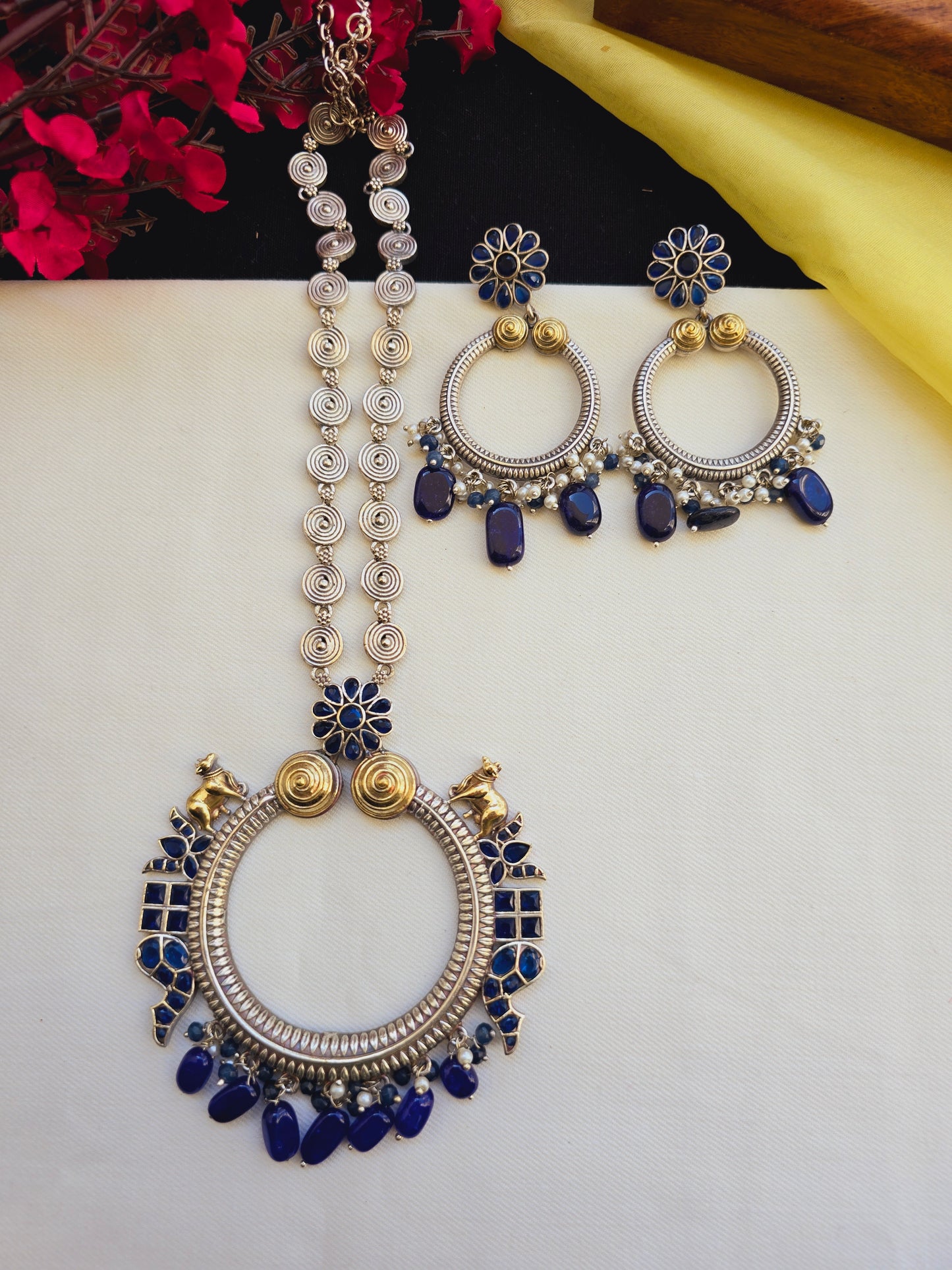 Fusion chandbali nandi necklace