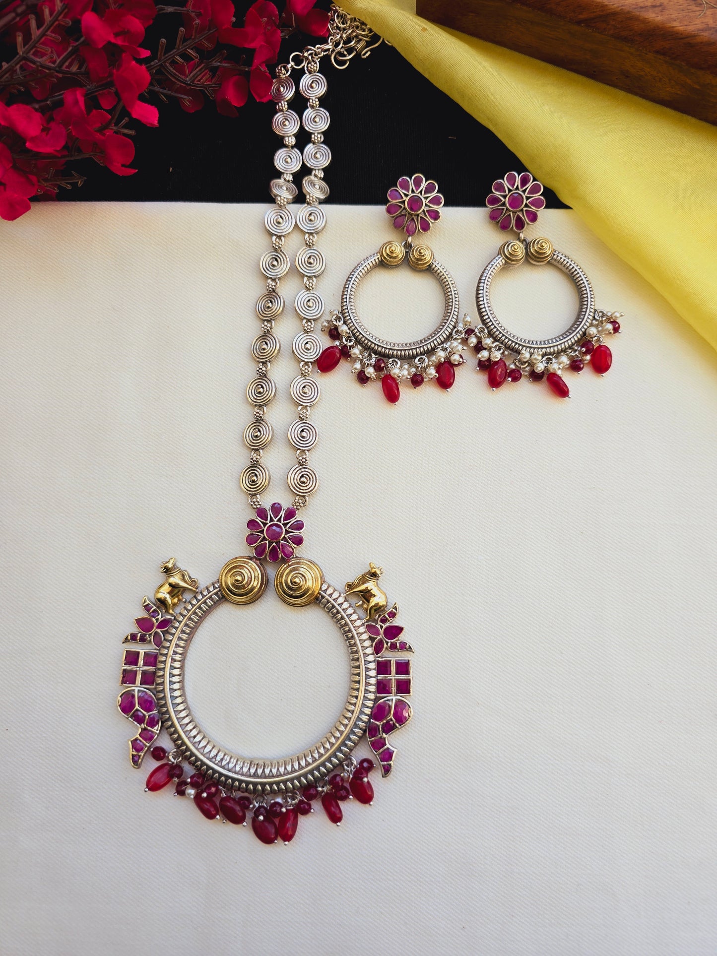 Fusion chandbali nandi necklace