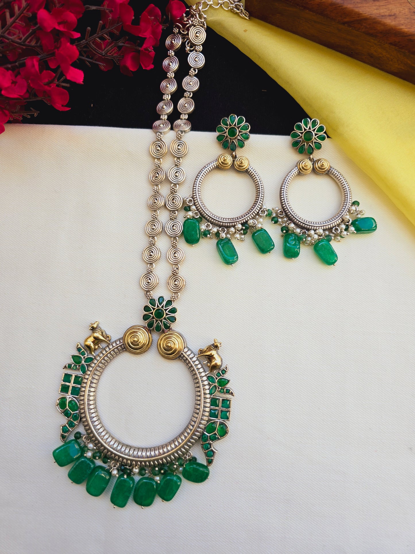 Fusion chandbali nandi necklace