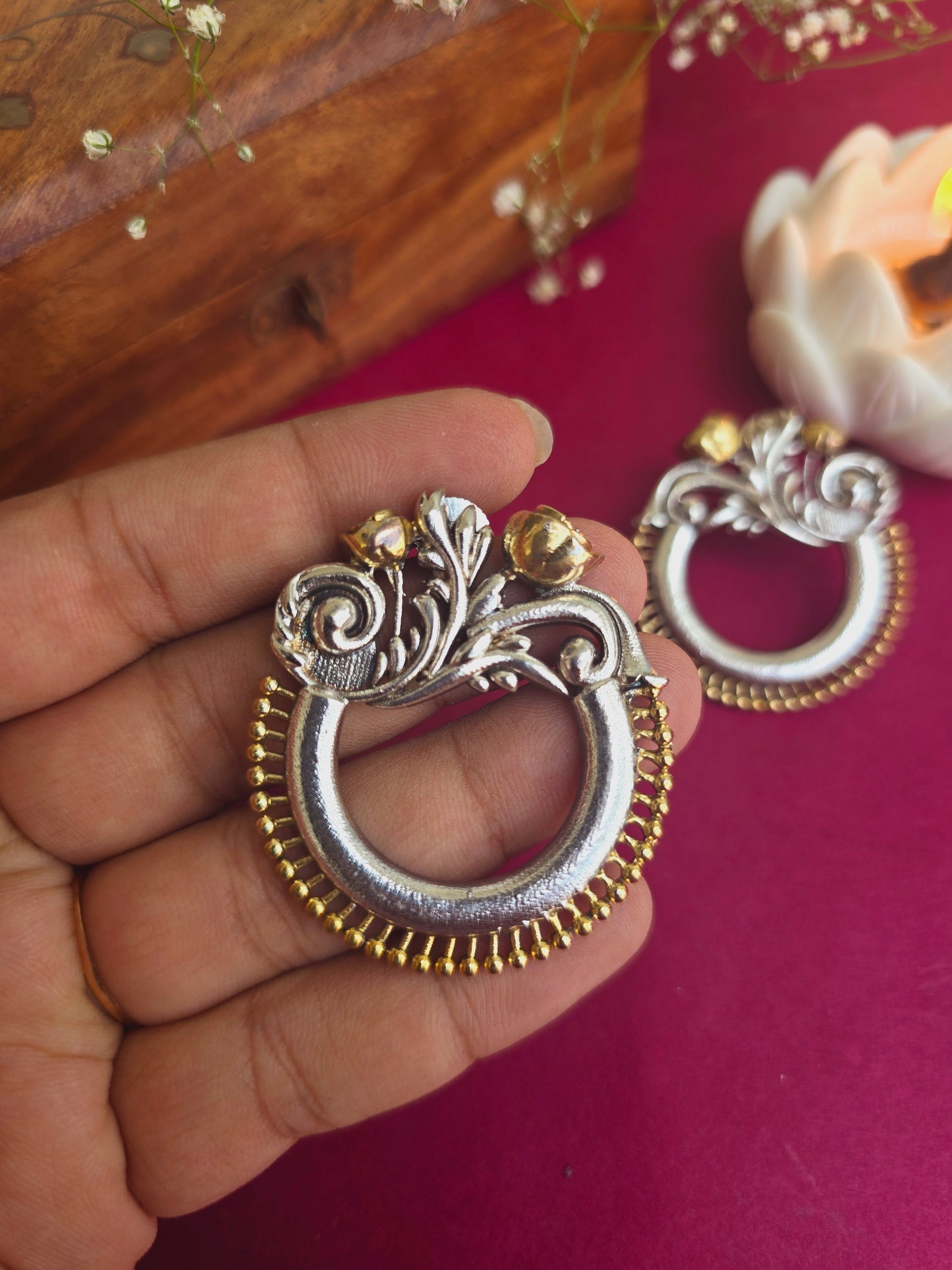 Dual tone rose studs
