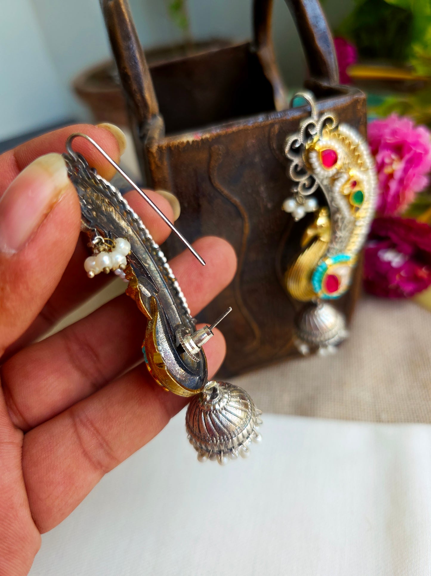 Arushi Peacock kundan earcuffs