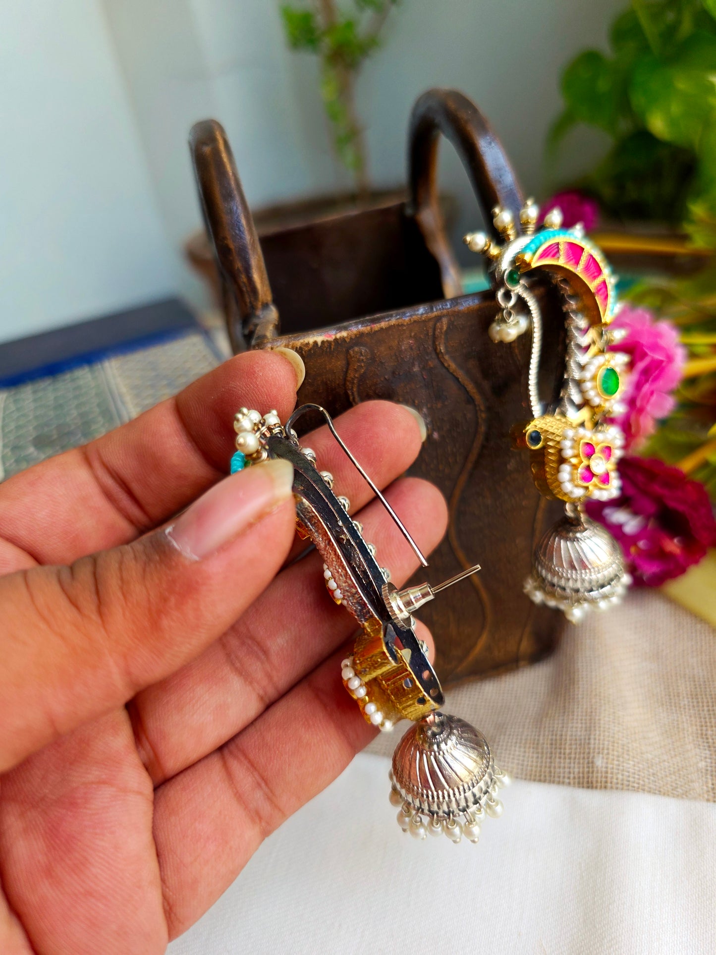 Aisha Peacock kundan earcuffs