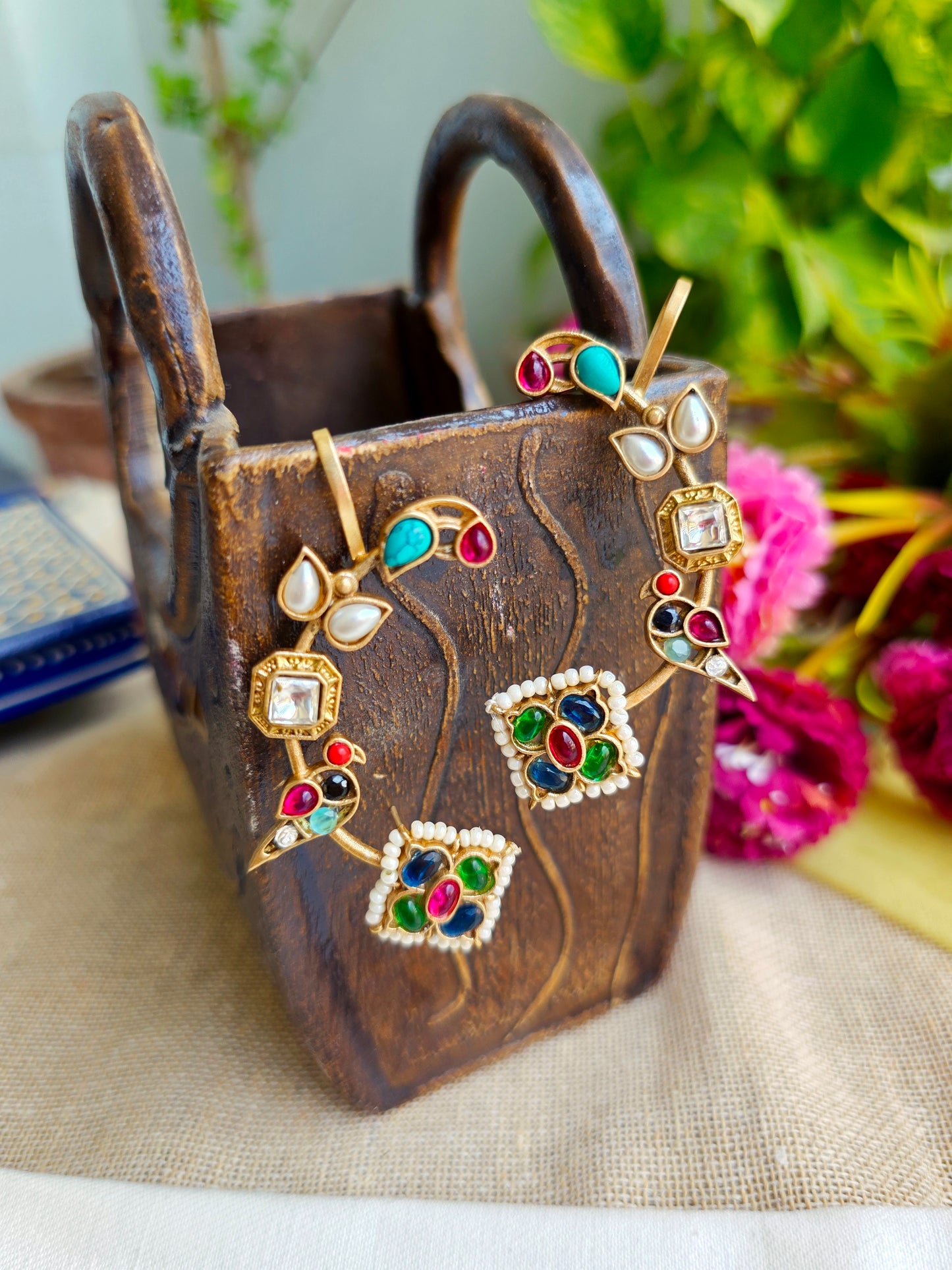 Dove Peacock gold earcuff