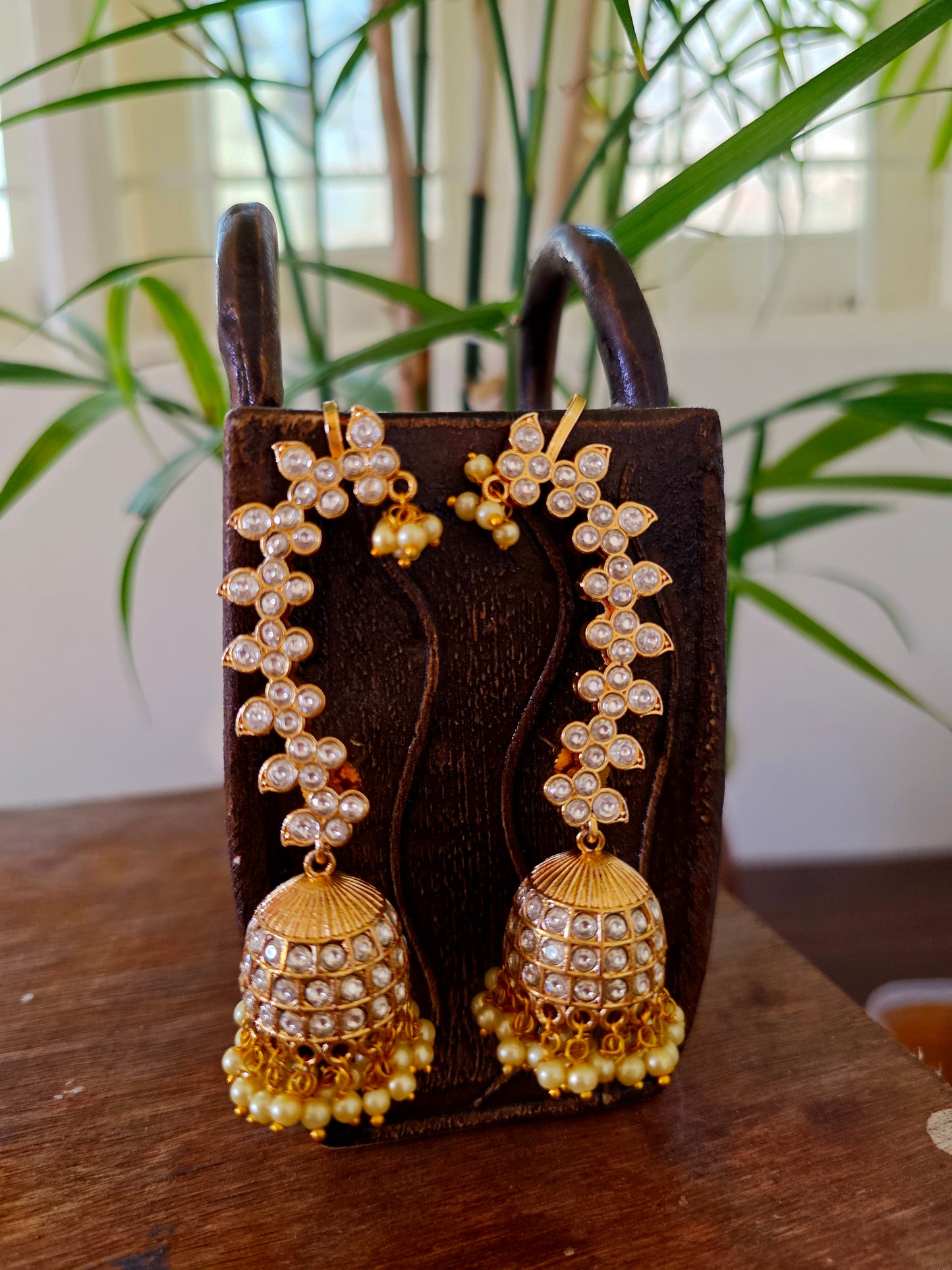 Peony Gold jhumka earcuffs