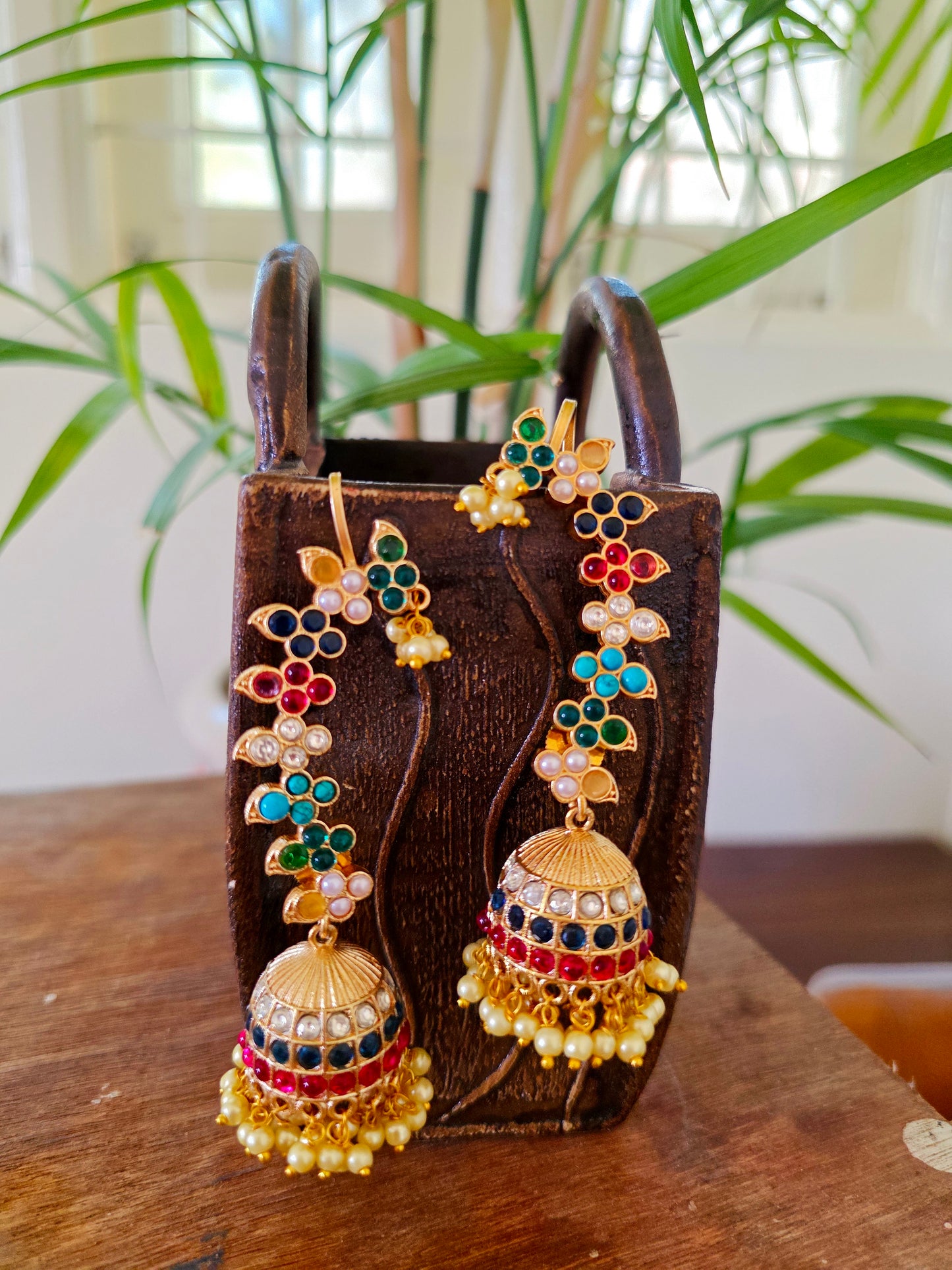 Peony Gold jhumka earcuffs