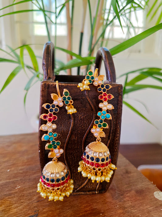 Peony Gold jhumka earcuffs