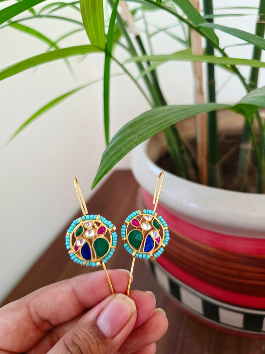 Misha Peacock kundan needle earcuff