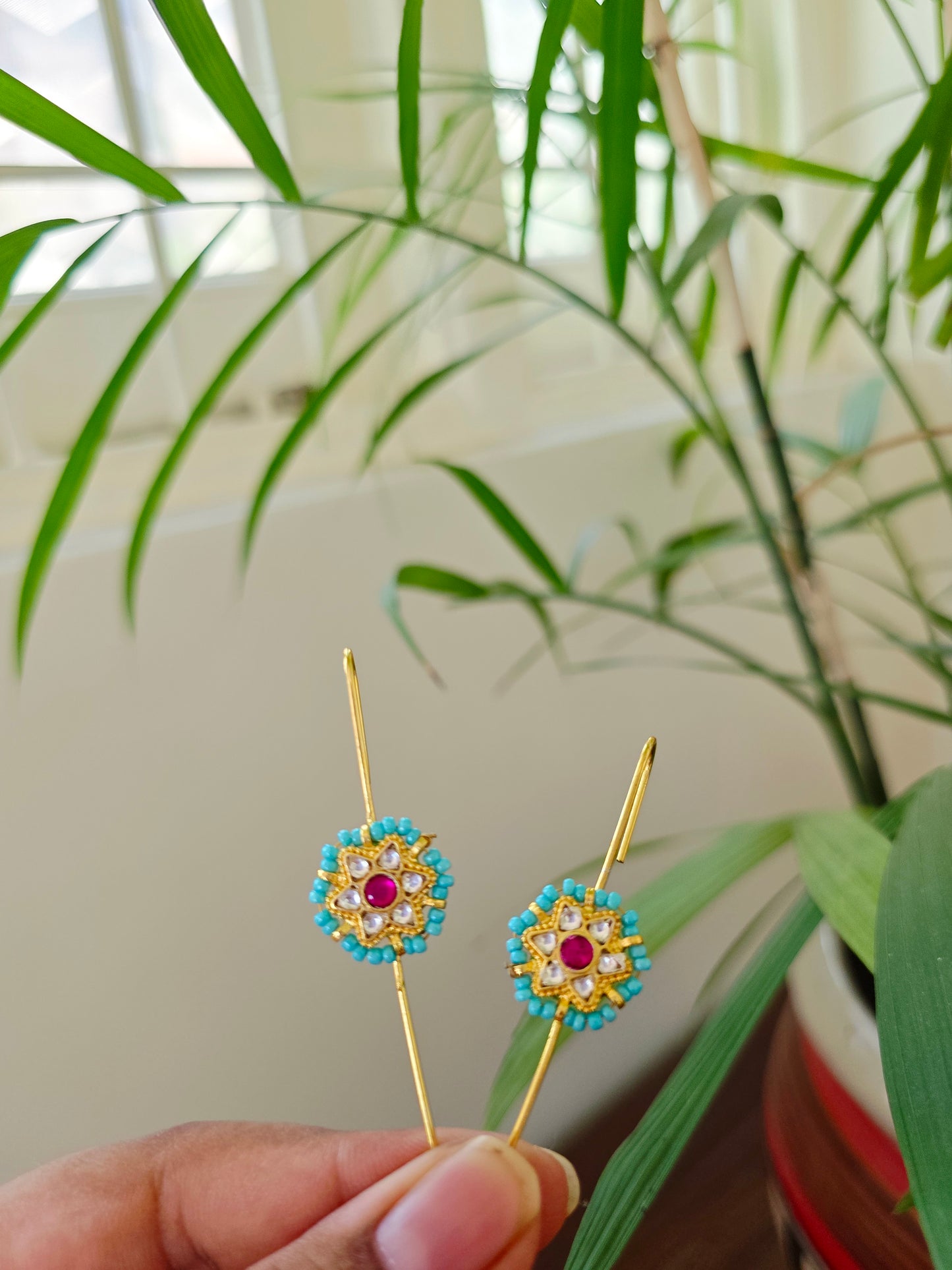 Star kundan needle earcuff