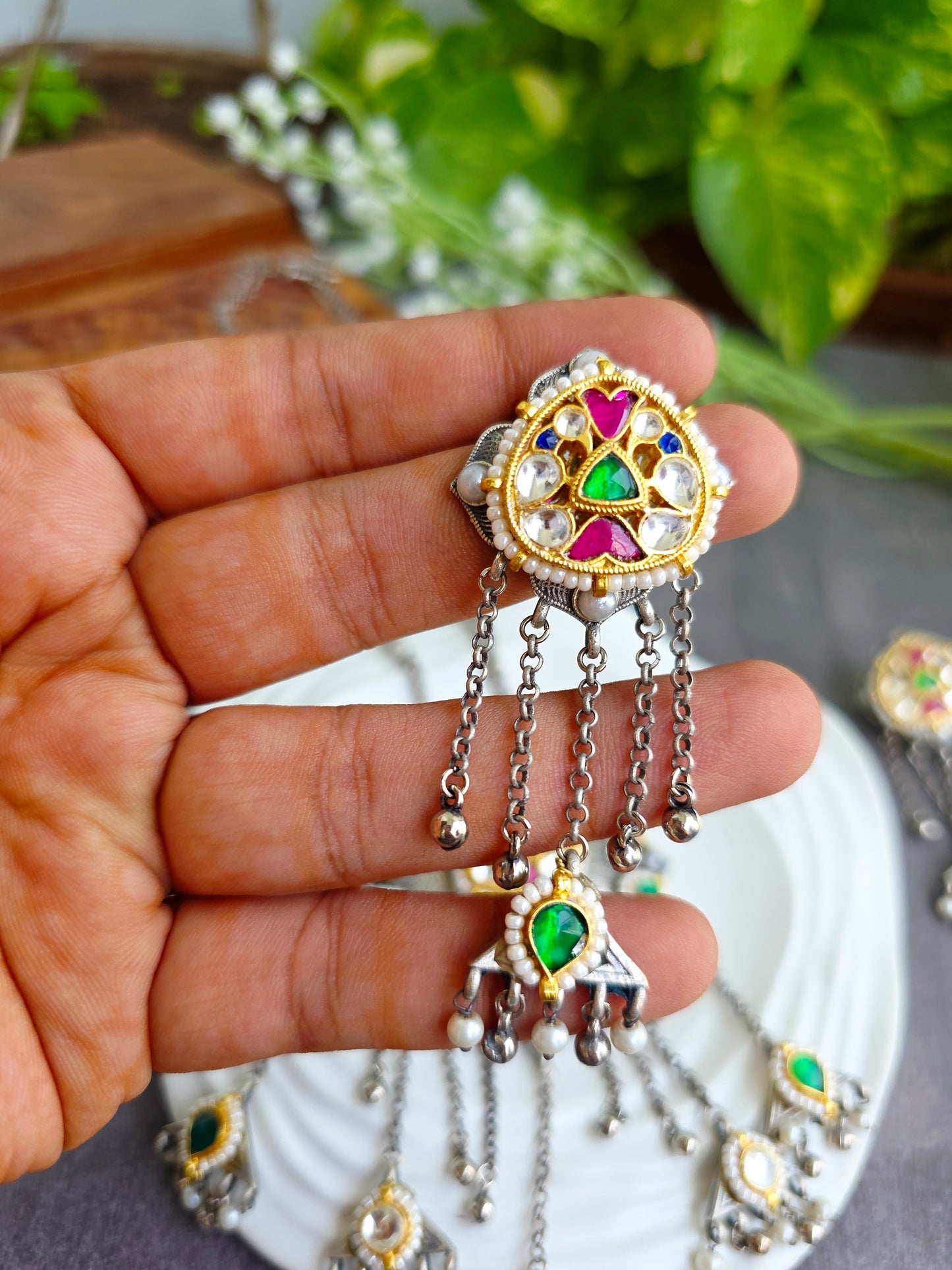 Pachi kundan necklace