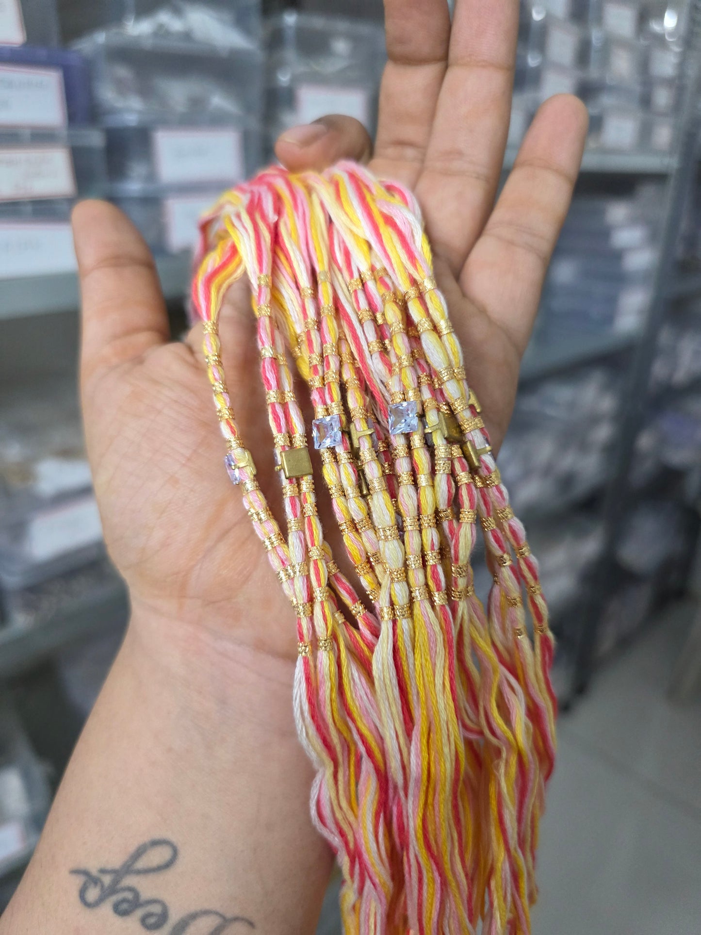 Pastel single stone rakhi