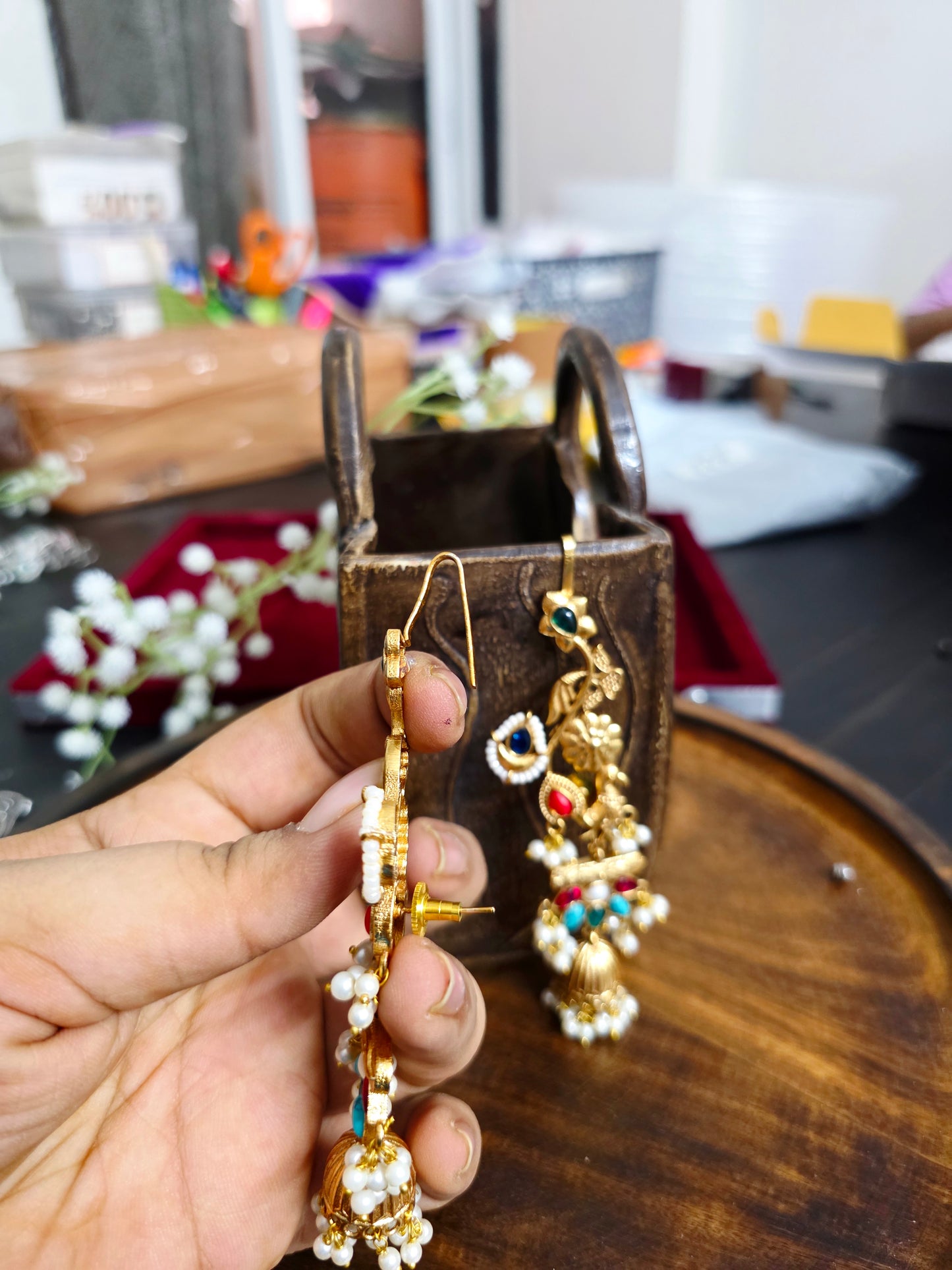 Gold jhumki earcuffs