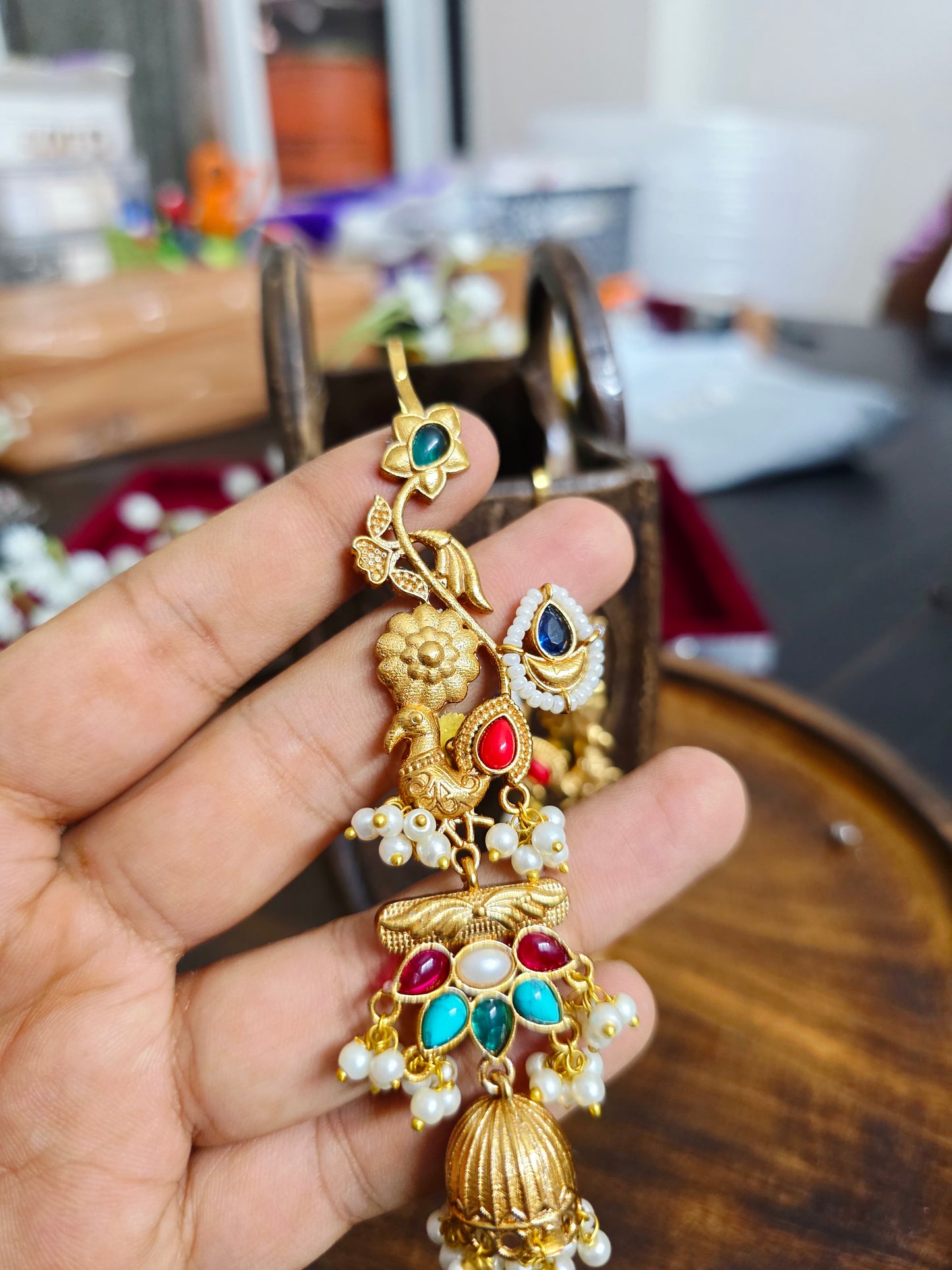 Gold jhumki earcuffs
