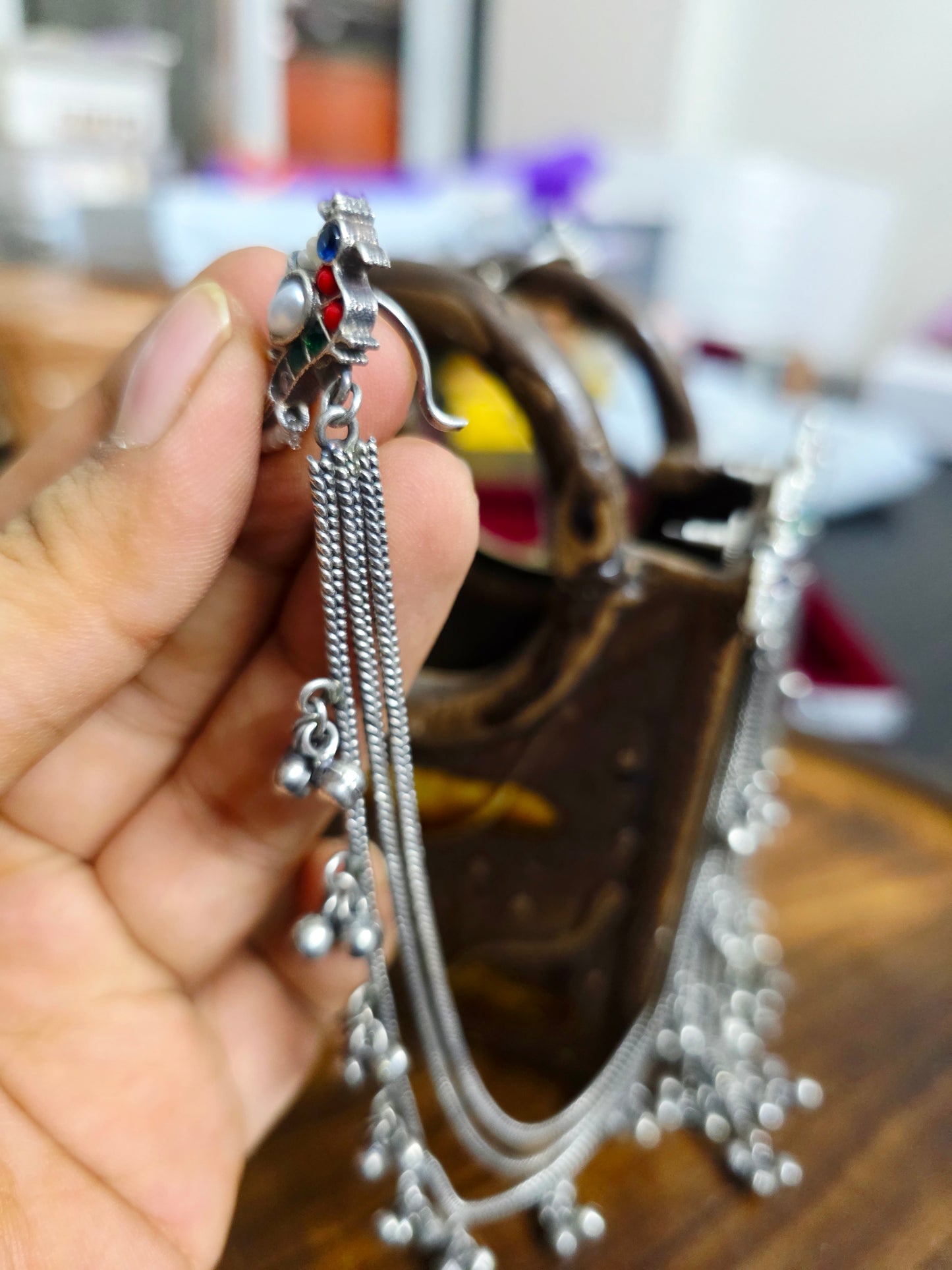Silver kashmiri earrings