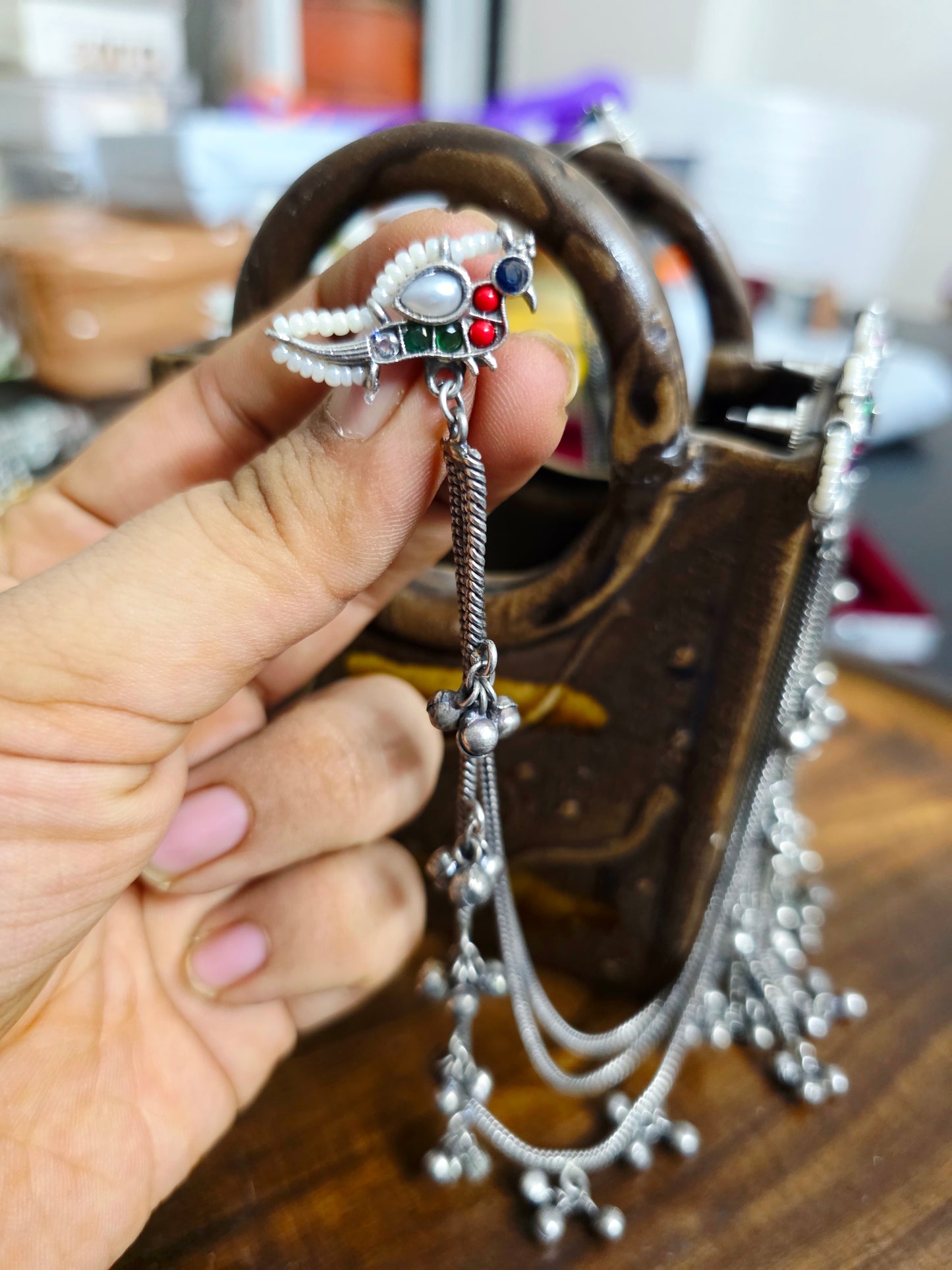 Silver kashmiri earrings