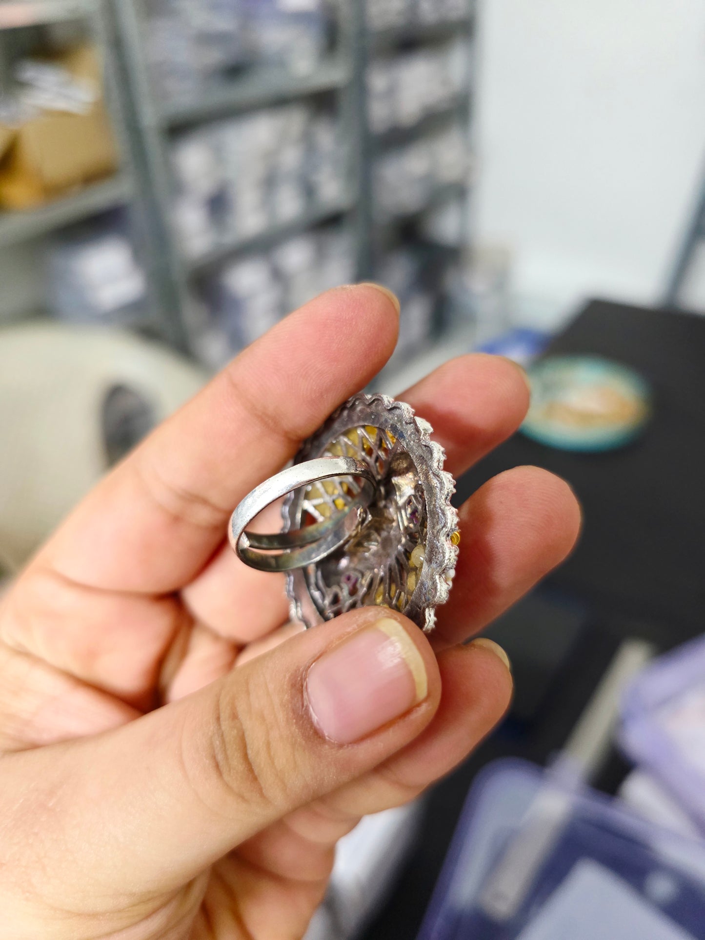 Pachi kundan elephant ring