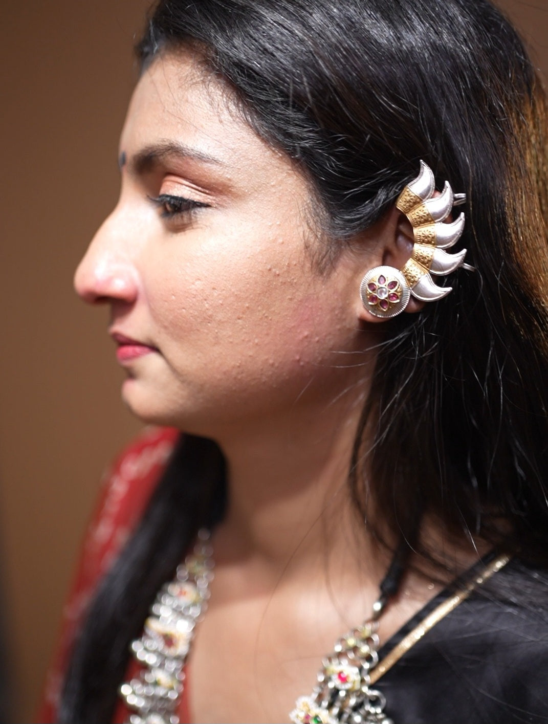Flora silver & gold earcuff
