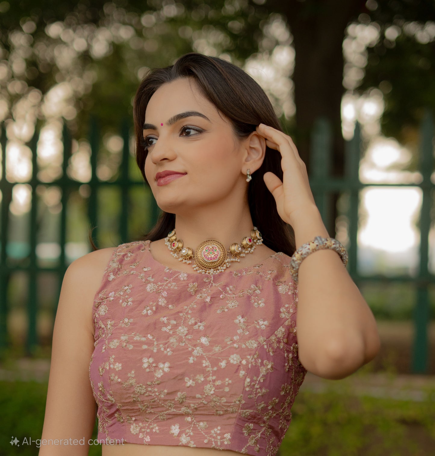 Mughal gold kundan choker