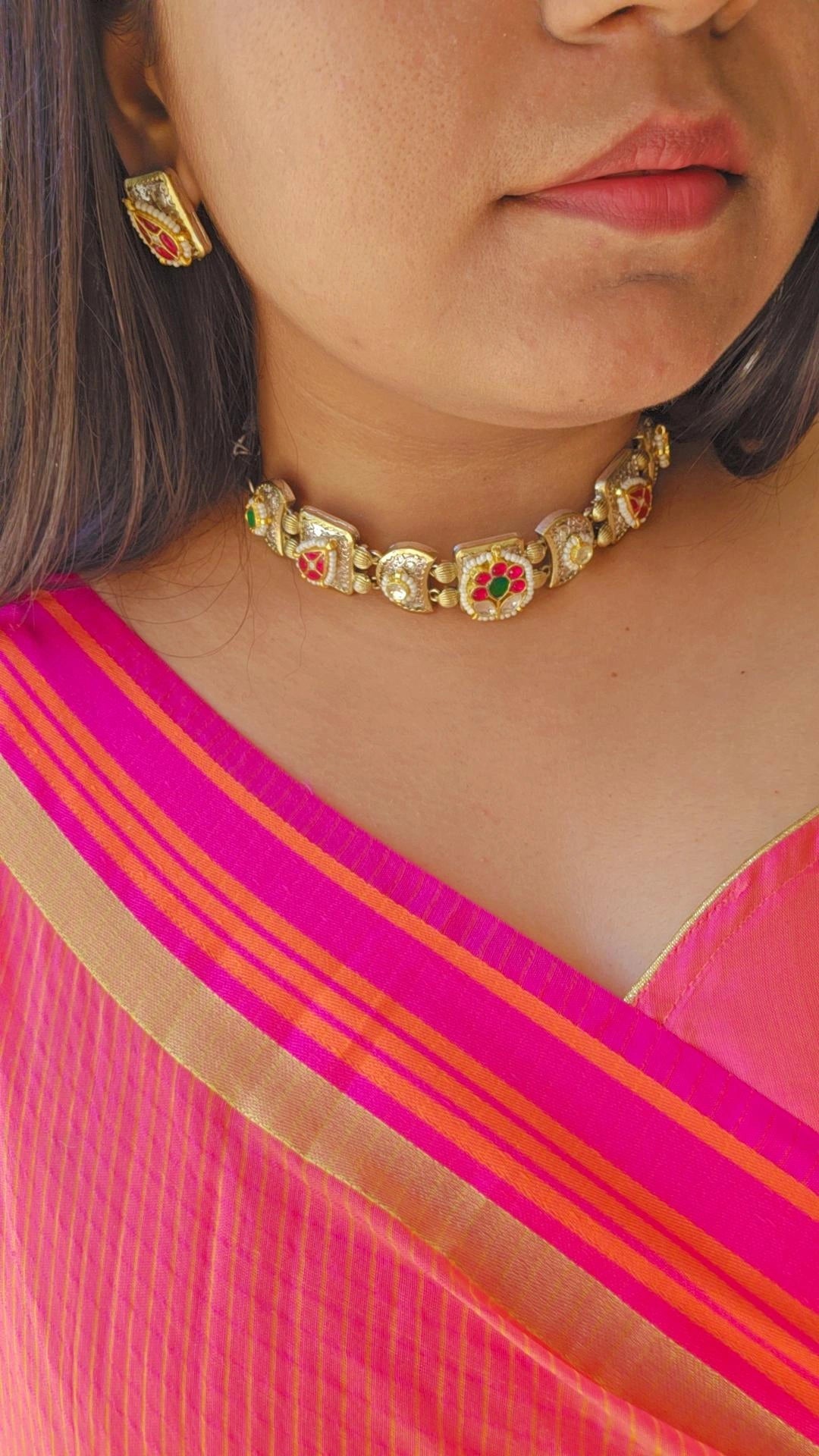 Gulmohar - the pachi kundan choker