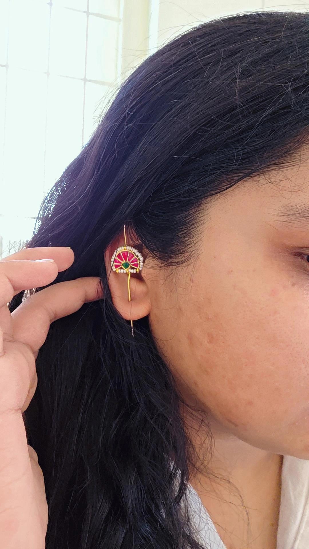 Lily Half moon needle kundan earcuff