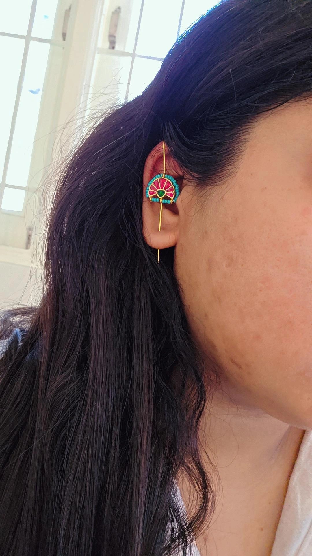 Lily Half moon needle kundan earcuff