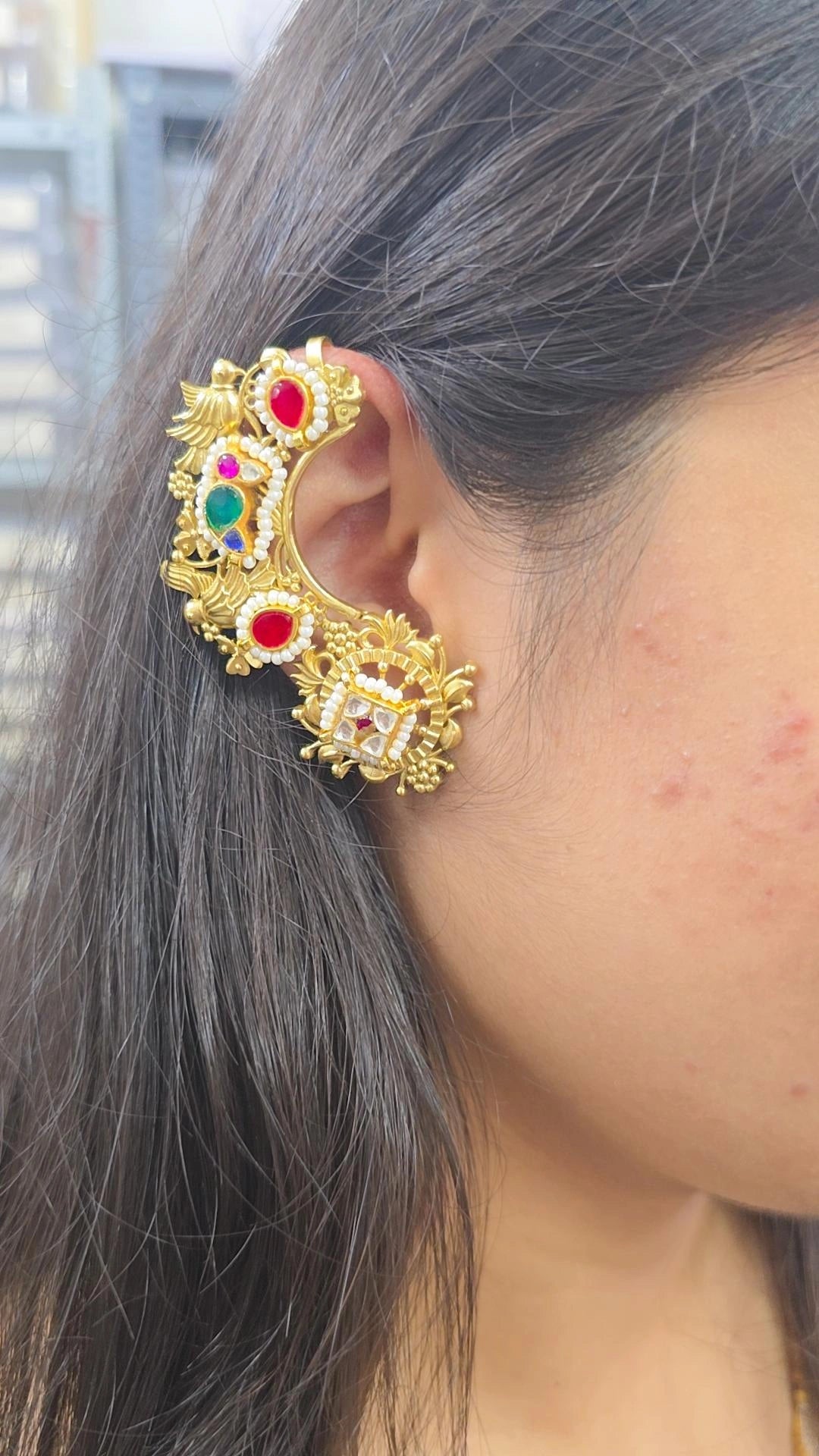 Janki pachi kundan gold earcuffs