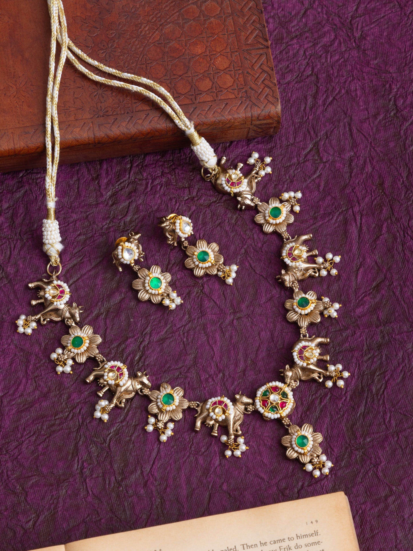 Pachi kundan nandi gold choker