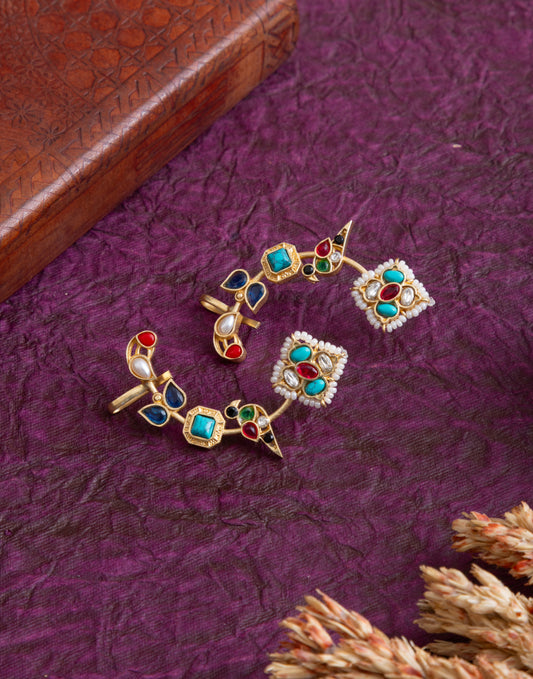 Dove Peacock gold earcuff