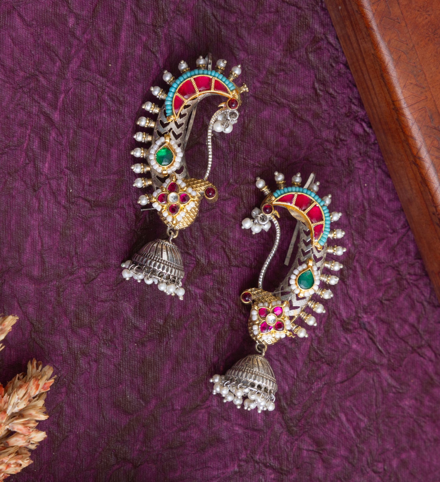 Aisha Peacock kundan earcuffs
