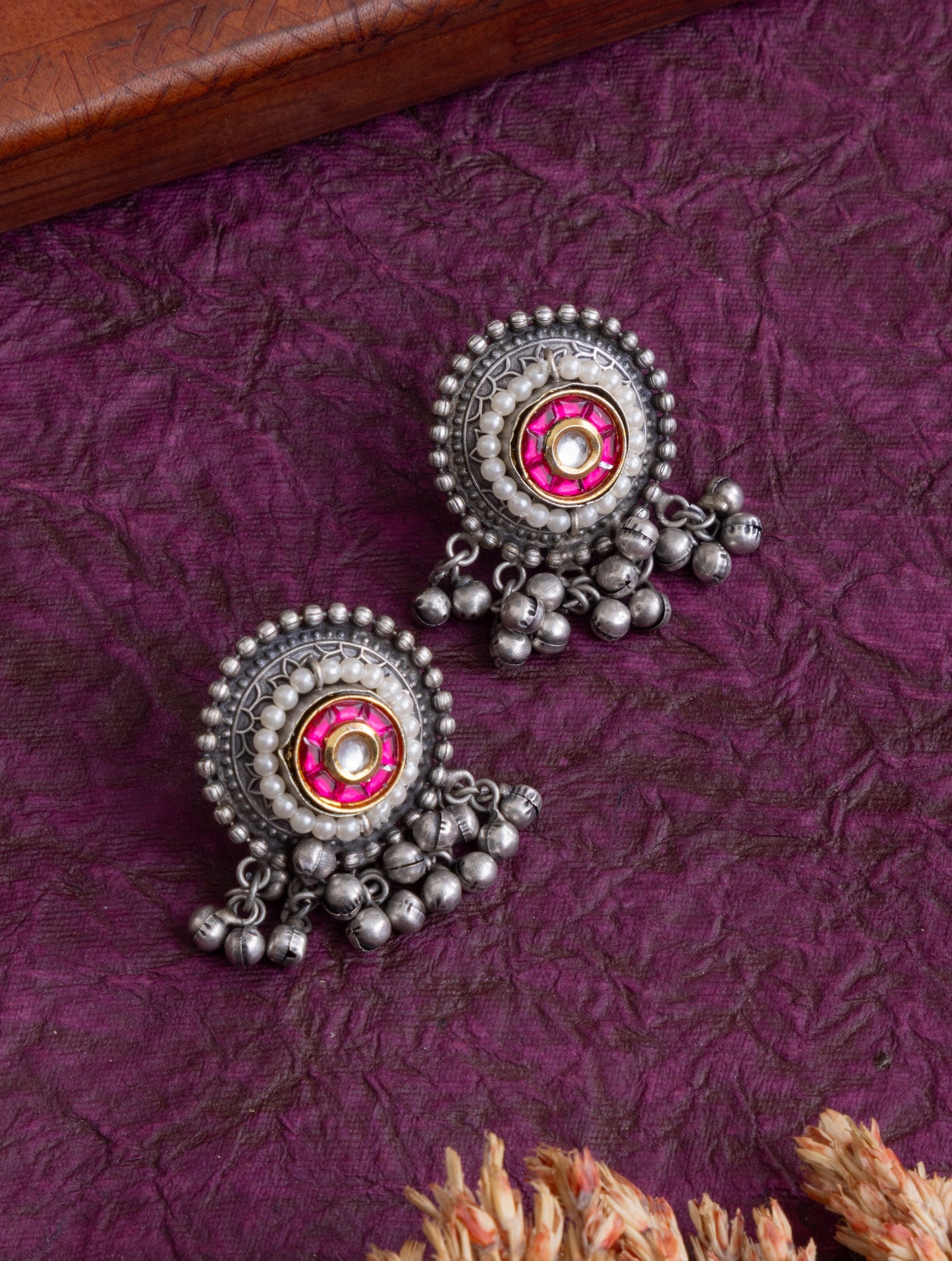 Silver ghunghroo studs
