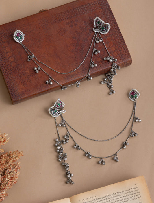 Ekta silver kashmiri earrings