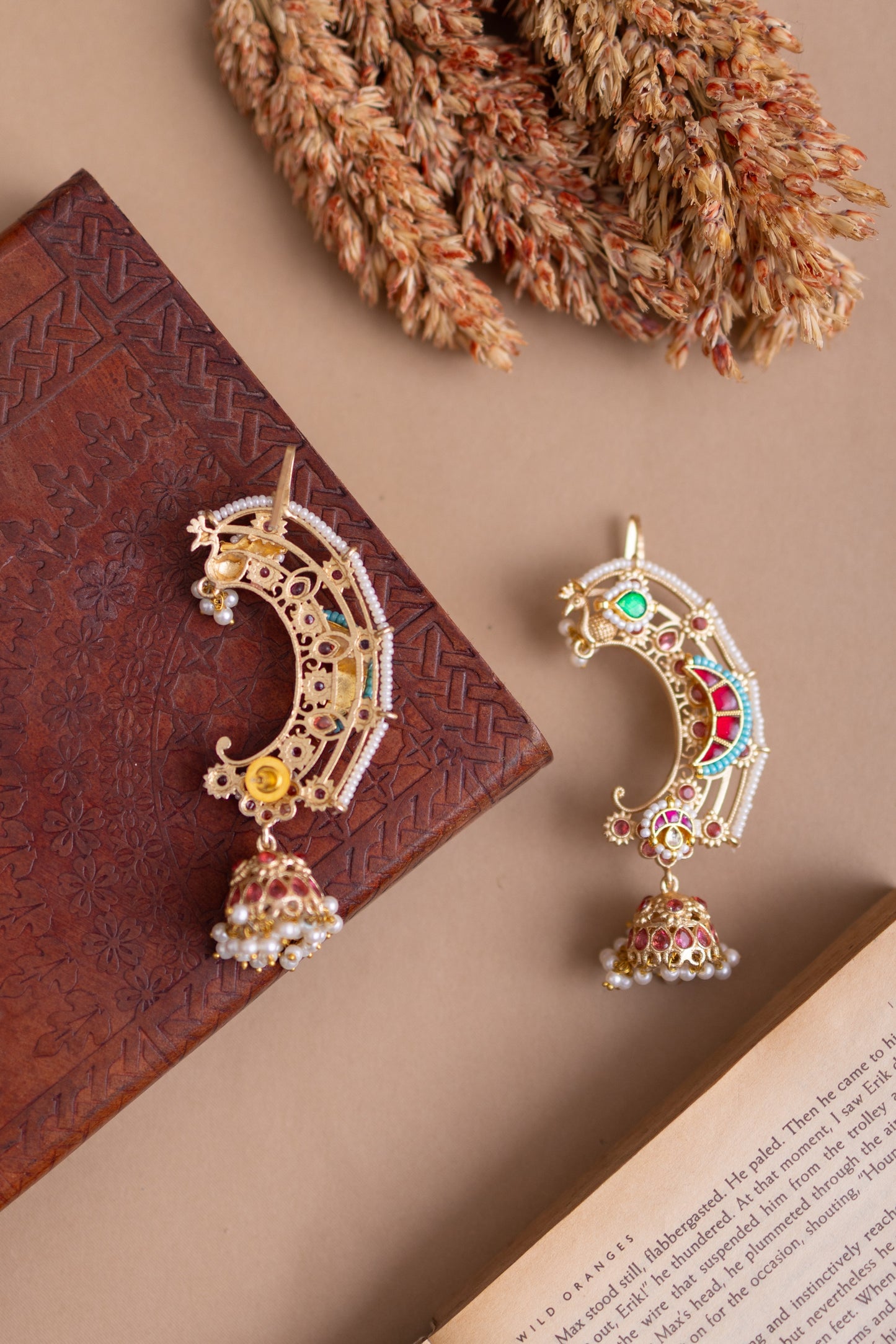 Gulmohar jhumki kundan earcuff