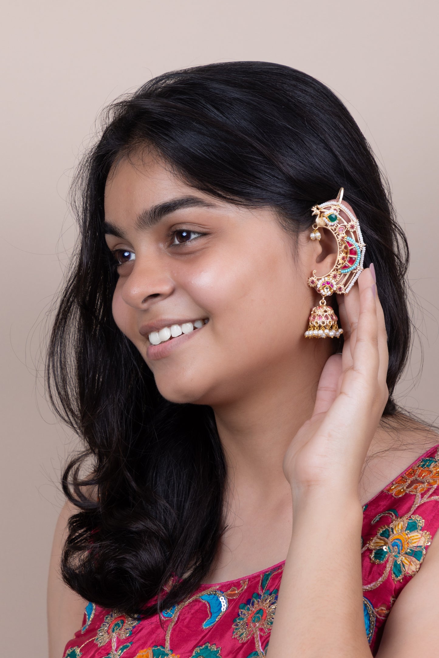 merry jhumki kundan earcuff