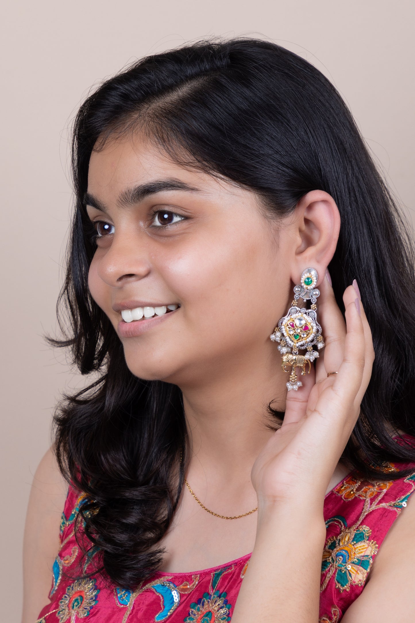Gaj gamini fusion kundan earrings
