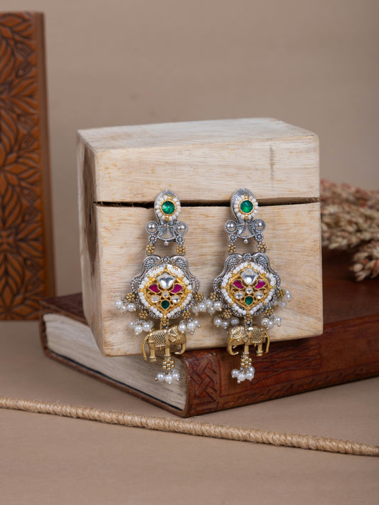 Gaj gamini fusion kundan earrings