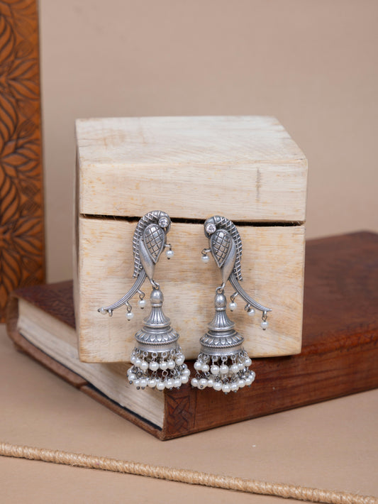 Antique parrot pearl jhumki
