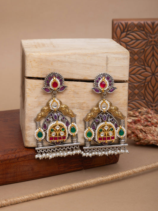 Sheesh Mahal kundan earrings