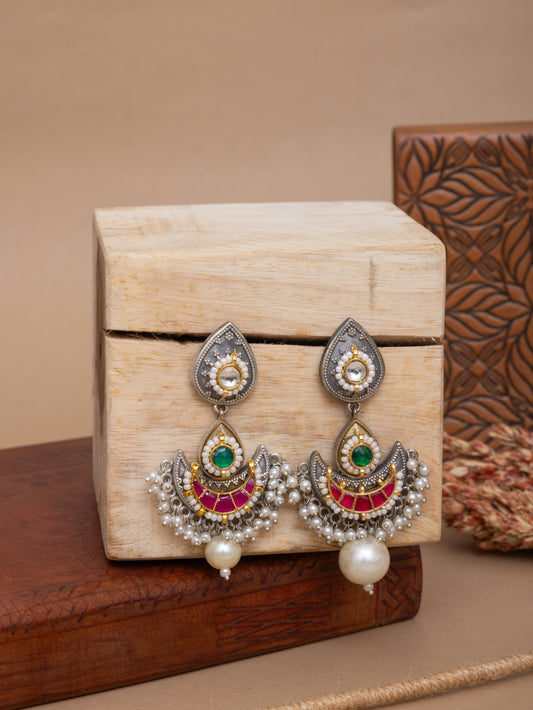Gulrani fusion kundan earrings