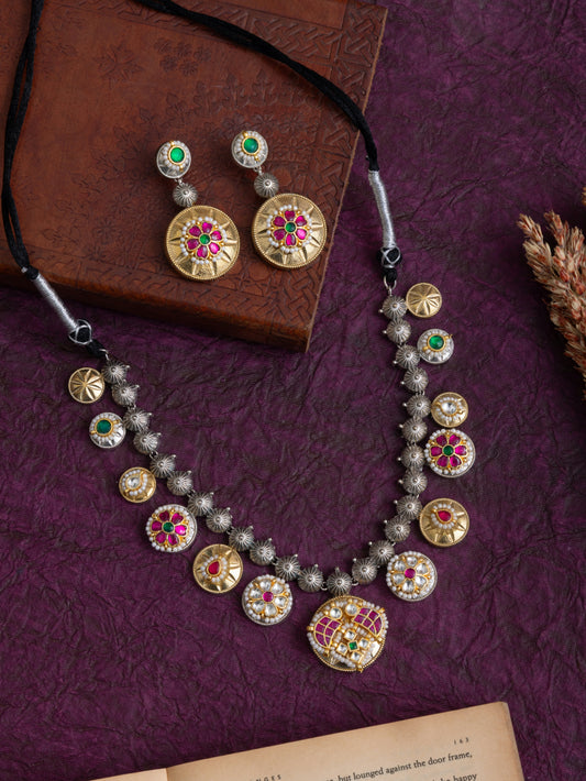 Mallika fusion pachi kundan necklace