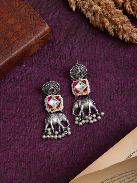 Swarna tara elephant kundan earrings