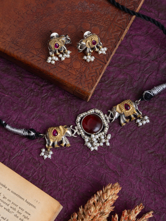 Minakshi fusion elephant choker
