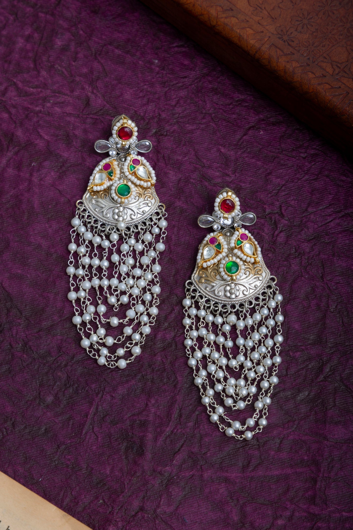 Ravina pachi kundan pearl earrings