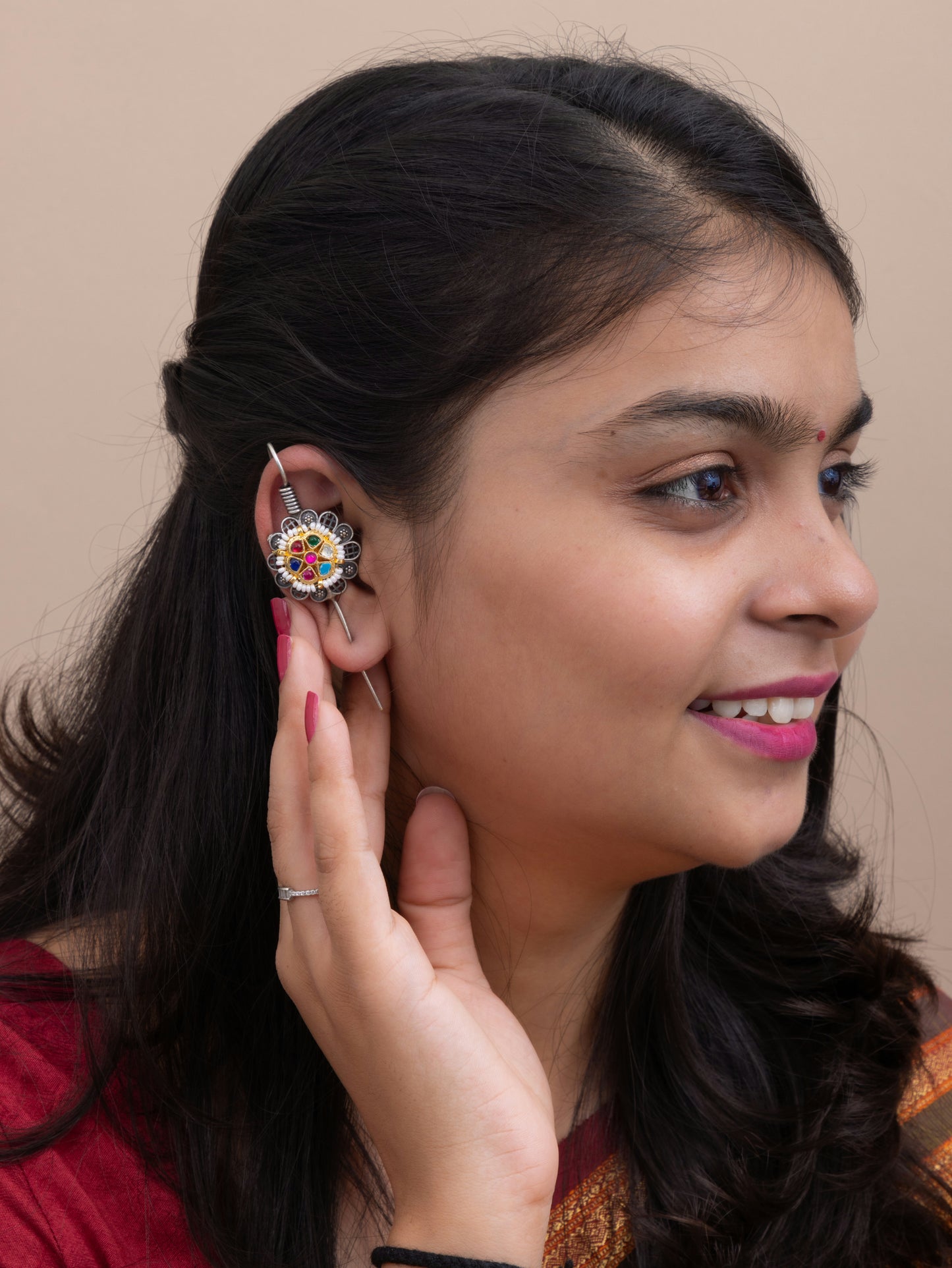 Agni needle kundan earcuff