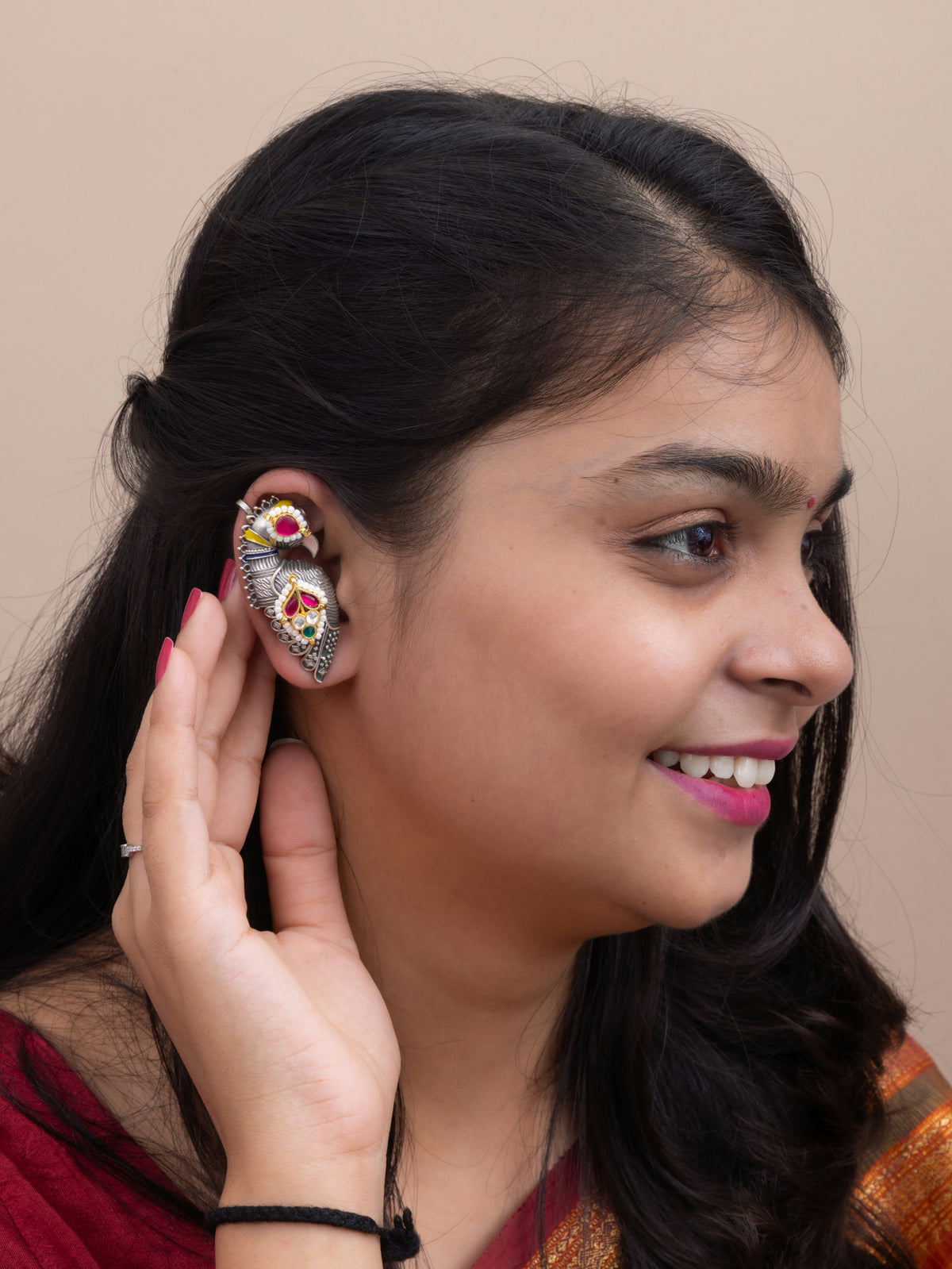 Keya parrot kunda silver earcuff