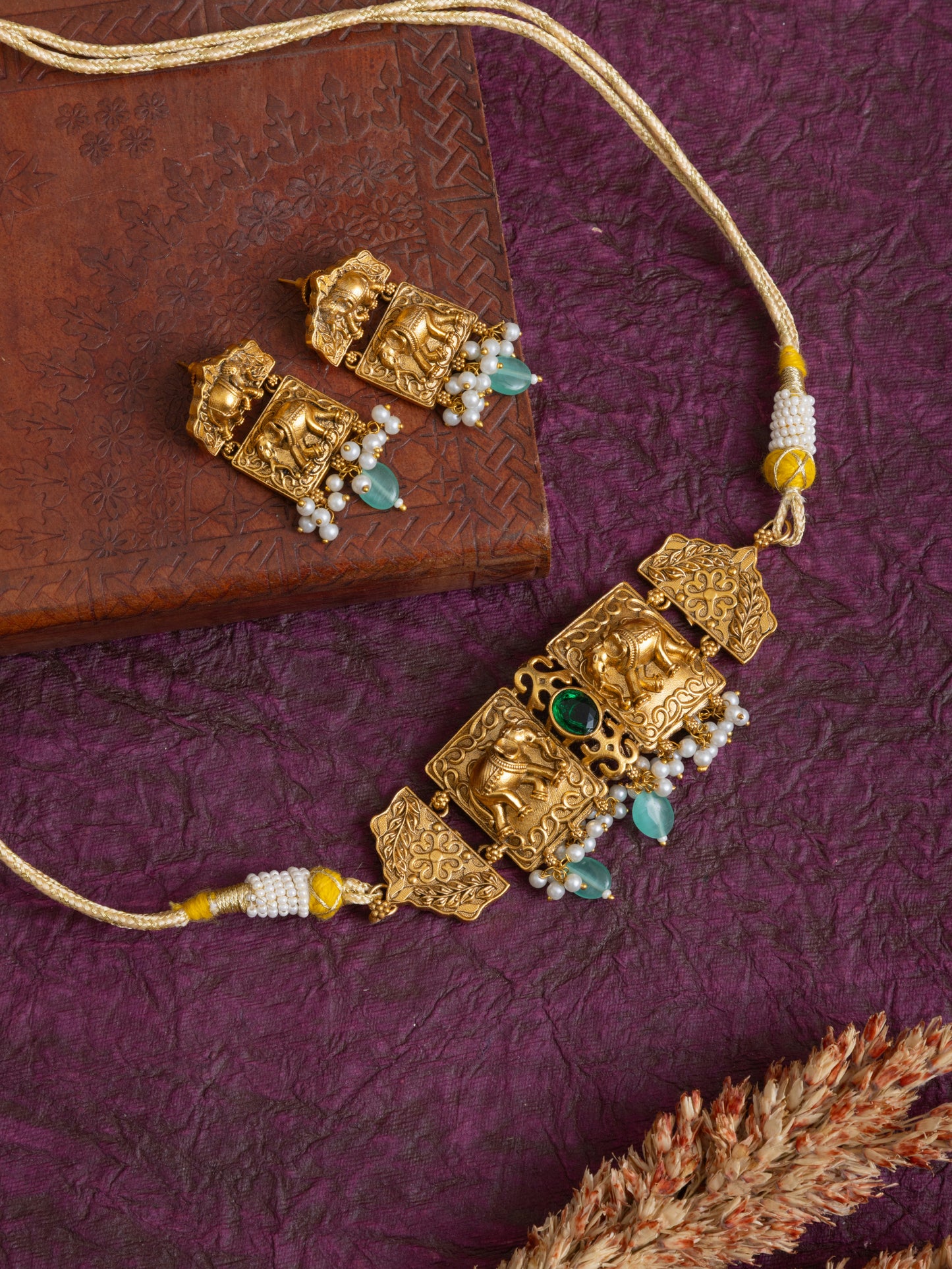 Sneha gold elephant choker