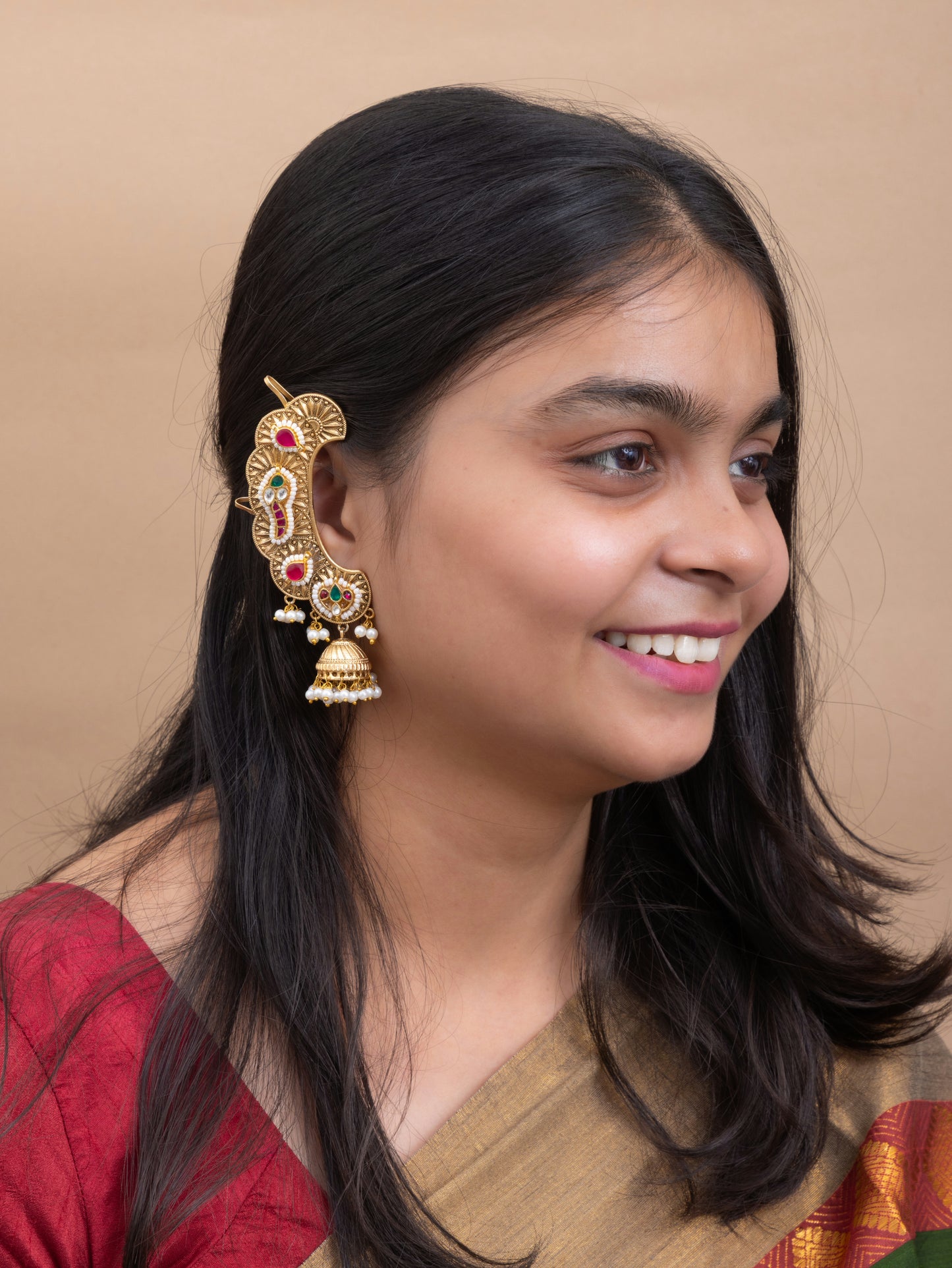 Rustam gold kundan earcuffs
