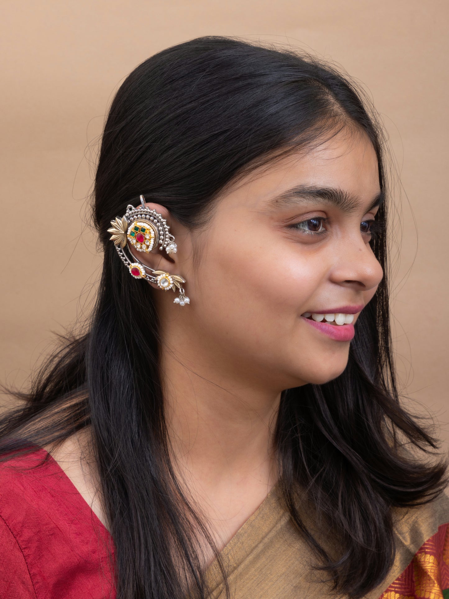 Shree pachi kundan earcuffs